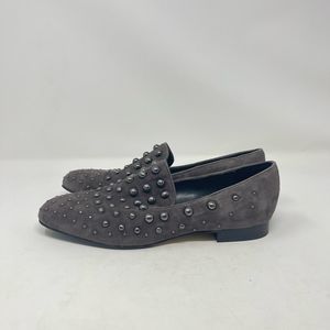 Donald J. Pliner Loydsp Loafers Grey Studded Suede Leather Slip-On Women's 9.5